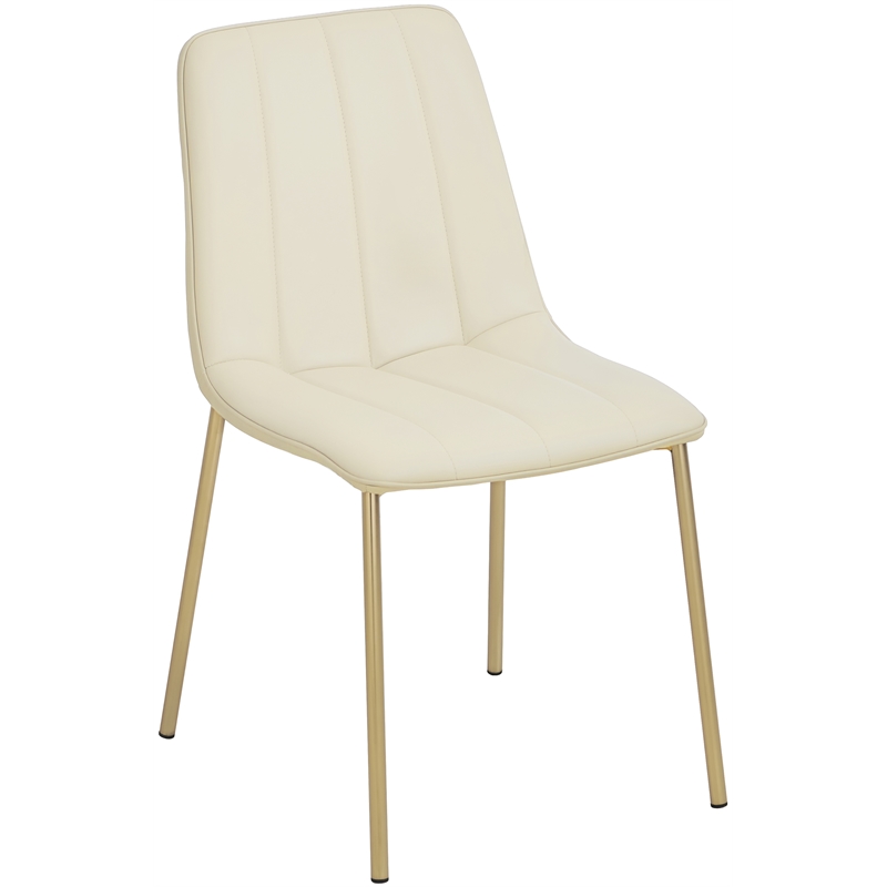 Pemberly Row Contemporary Cream Vegan Leather Dining Chairs (Set of 6)