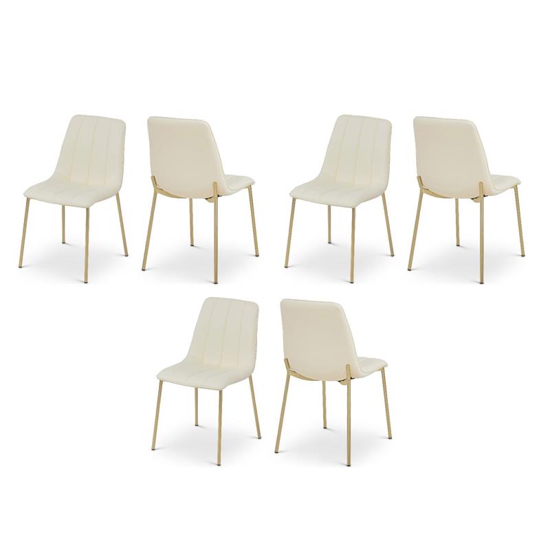 Pemberly Row Contemporary Cream Vegan Leather Dining Chairs (Set of 6)