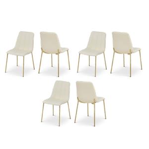 Pemberly Row Contemporary Cream Vegan Leather Dining Chairs (Set of 6)