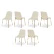 Pemberly Row Contemporary Cream Vegan Leather Dining Chairs (Set of 6)