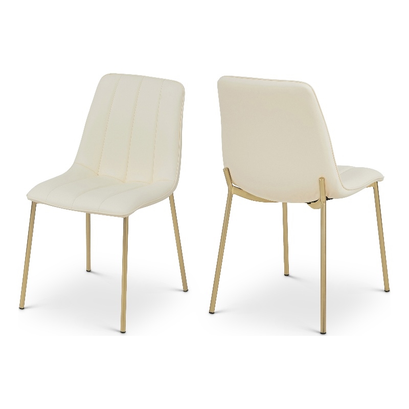 Pemberly Row Contemporary Cream Vegan Leather Dining Chairs (Set of 4)
