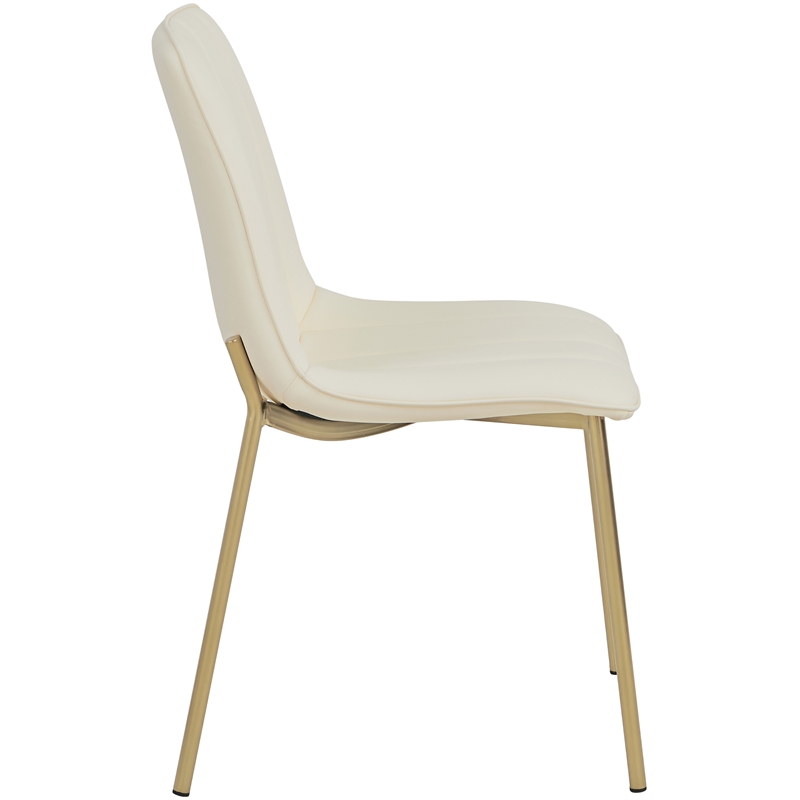 Pemberly Row Contemporary Cream Vegan Leather Dining Chairs (Set of 4)