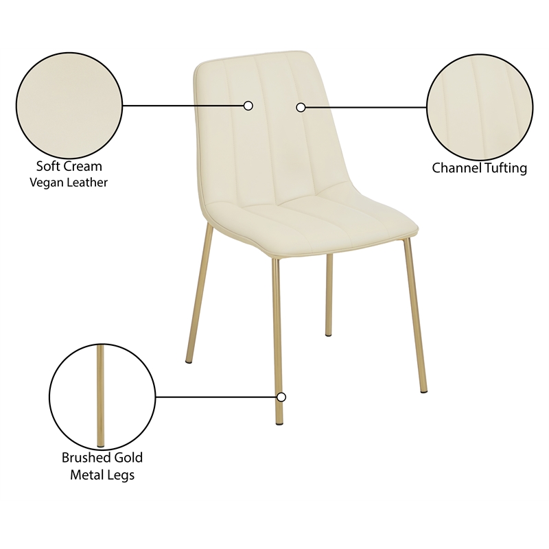Pemberly Row Contemporary Cream Vegan Leather Dining Chairs (Set of 4)