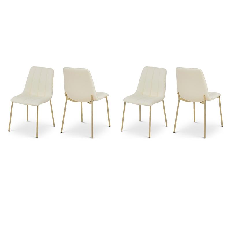 Pemberly Row Contemporary Cream Vegan Leather Dining Chairs (Set of 4)