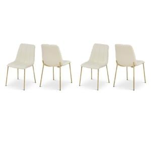Pemberly Row Contemporary Cream Vegan Leather Dining Chairs (Set of 4)