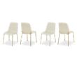 Pemberly Row Contemporary Cream Vegan Leather Dining Chairs (Set of 4)