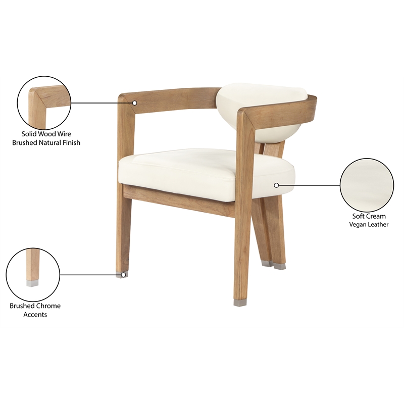 Pemberly Row Contemporary Set of 6 Vegan Leather Cream Dining Chairs