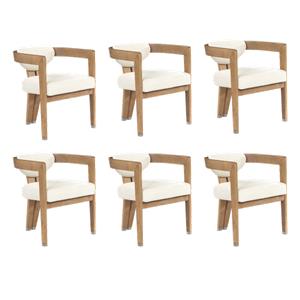 Pemberly Row Contemporary Set of 6 Vegan Leather Cream Dining Chairs