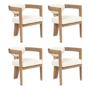 Pemberly Row Contemporary Set of 4 Vegan Leather Cream Dining Chairs