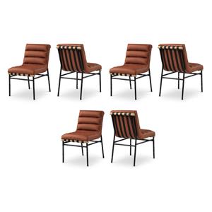 Pemberly Row Contemporary Fabric Cognac Dining Chairs (Set of 6)