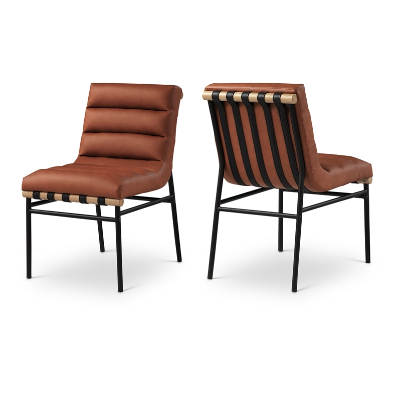 Pemberly Row Contemporary Fabric Cognac Dining Chairs (Set of 4)
