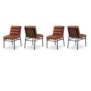 Pemberly Row Contemporary Fabric Cognac Dining Chairs (Set of 4)