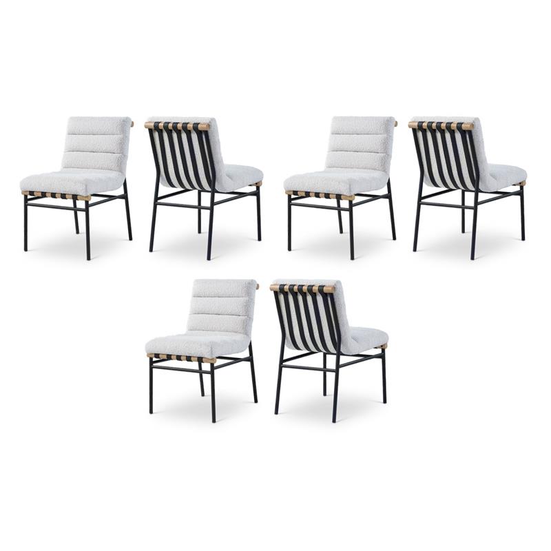 Pemberly Row Contemporary Fabric Cream Dining Chairs (Set of 6)