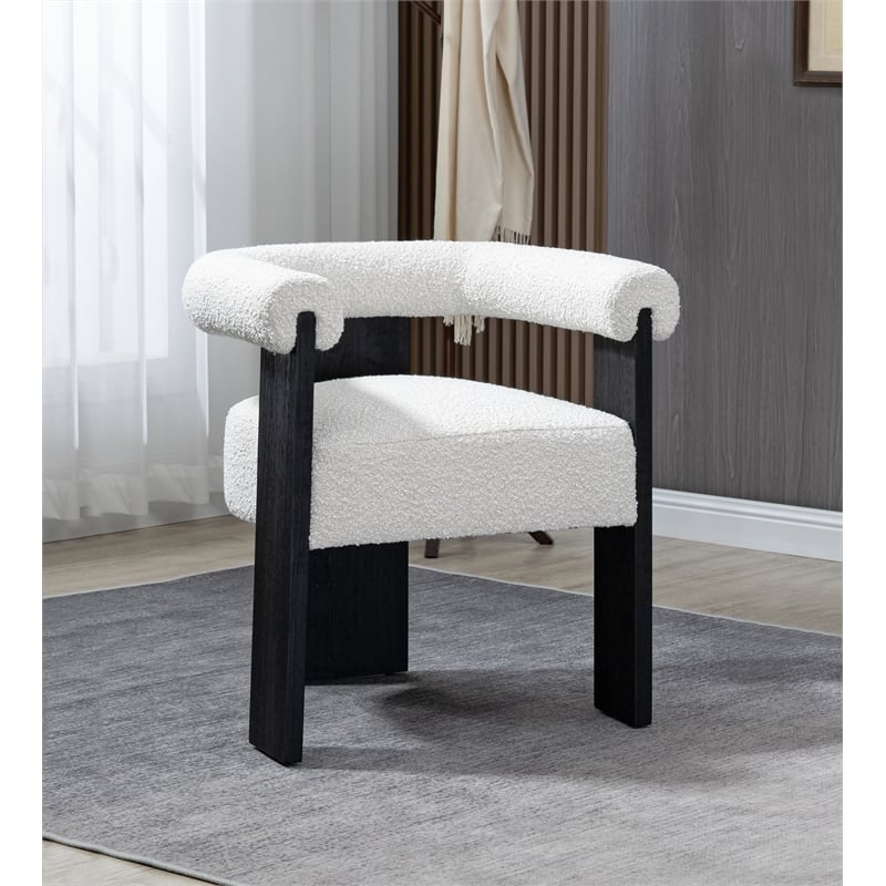 Pemberly Row Mid-Century Set of 6 Fabric Cream Dining Chairs