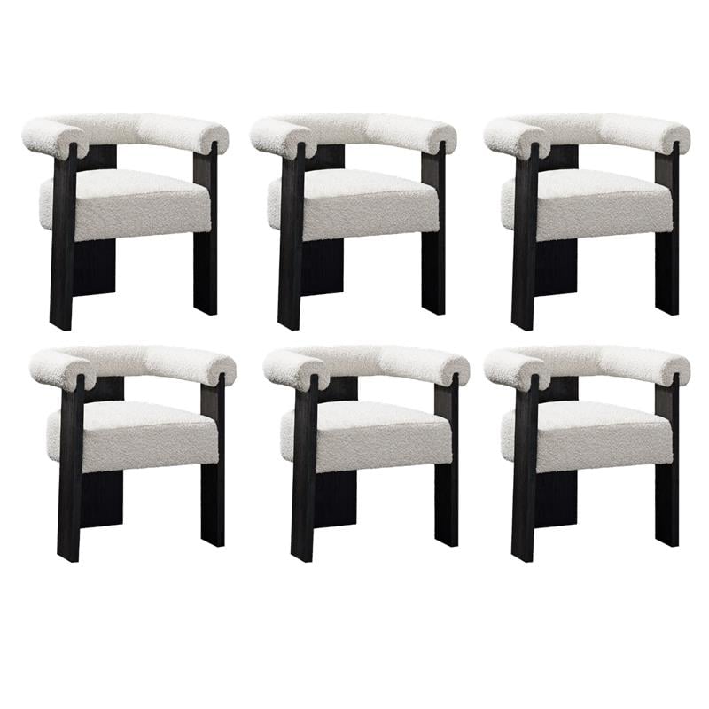 Pemberly Row Mid-Century Set of 6 Fabric Cream Dining Chairs