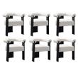 Pemberly Row Mid-Century Set of 6 Fabric Cream Dining Chairs