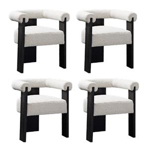 Pemberly Row Mid-Century Set of 4 Fabric Cream Dining Chairs