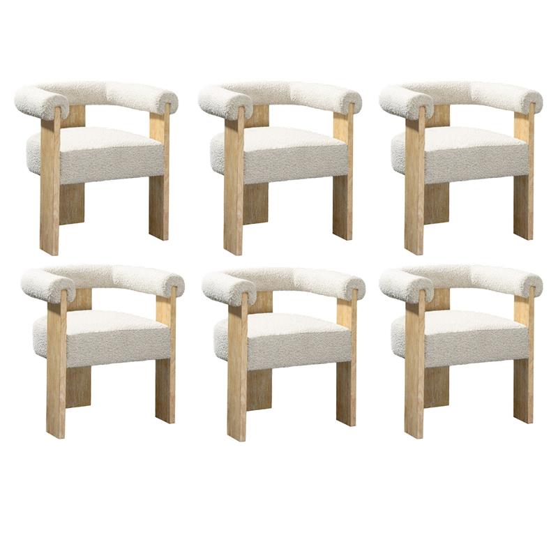 Pemberly Row Mid-Century Set of 6 Fabric Cream Dining Chairs