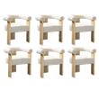Pemberly Row Mid-Century Set of 6 Fabric Cream Dining Chairs