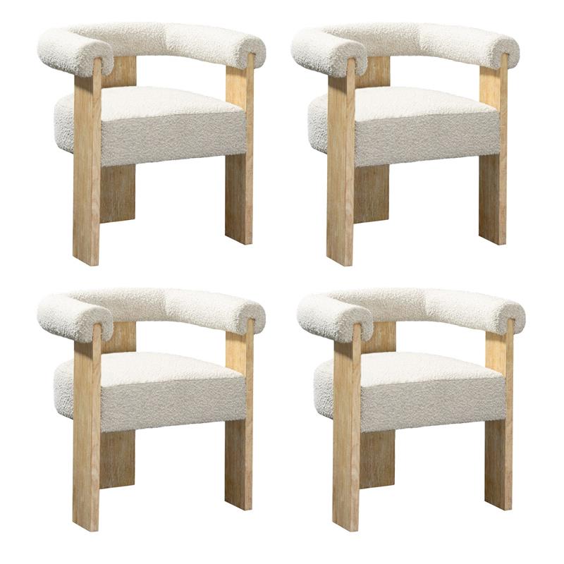 Pemberly Row Mid-Century Set of 4 Fabric Cream Dining Chairs