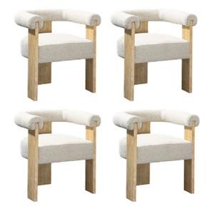 Pemberly Row Mid-Century Set of 4 Fabric Cream Dining Chairs