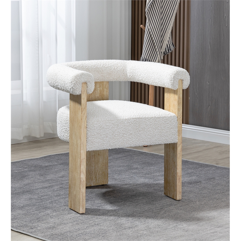Pemberly Row Mid-Century Set of 2 Fabric Cream Dining Chairs