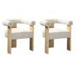 Pemberly Row Mid-Century Set of 2 Fabric Cream Dining Chairs