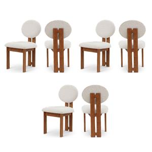 Pemberly Row Mid-Century Cream Boucle Fabric Dining Chairs (Set of 6)