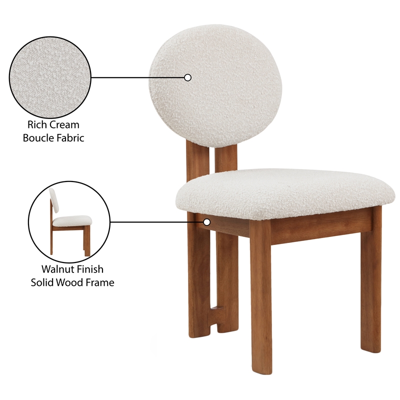 Pemberly Row Mid-Century Cream Boucle Fabric Dining Chairs (Set of 4)