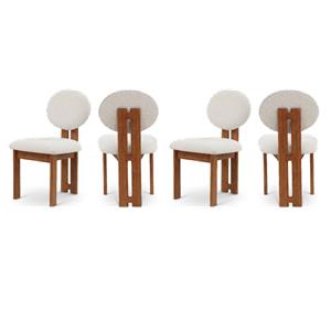 Pemberly Row Mid-Century Cream Boucle Fabric Dining Chairs (Set of 4)
