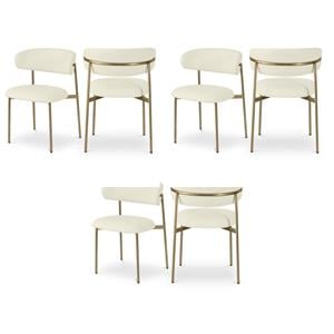 Pemberly Row Contemporary Cream Vegan Leather Dining Chairs (Set of 6)