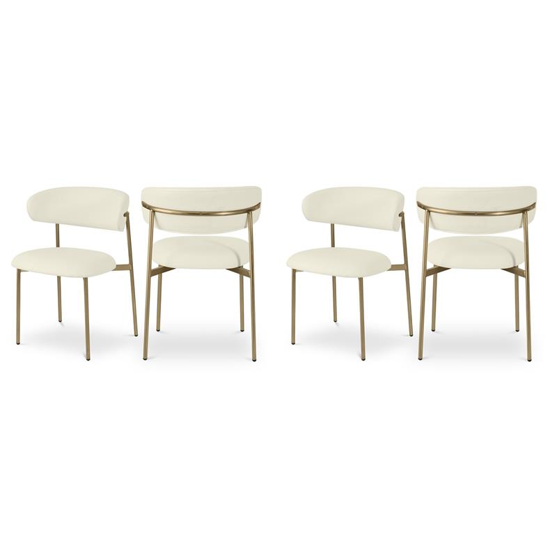 Pemberly Row Contemporary Cream Vegan Leather Dining Chairs (Set of 4)