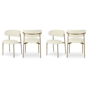 Pemberly Row Contemporary Cream Vegan Leather Dining Chairs (Set of 4)