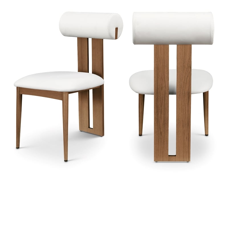 Pemberly Row Contemporary Faux Leather Cream Dining Chairs (Set of 6)