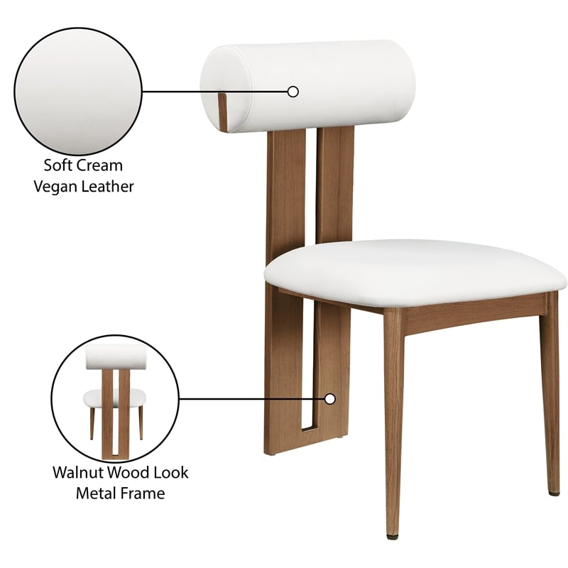 Pemberly Row Contemporary Faux Leather Cream Dining Chairs (Set of 6)