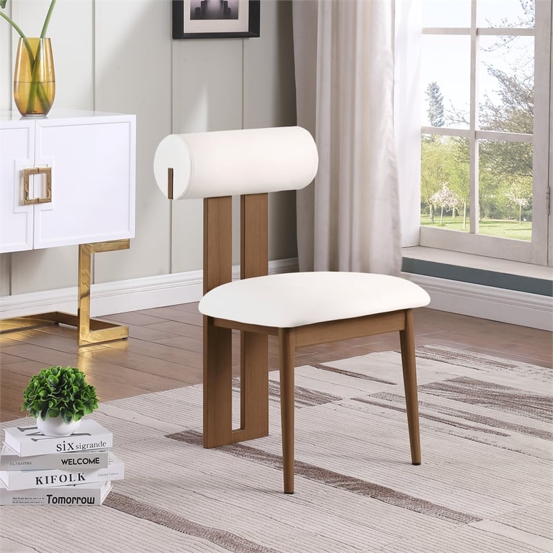 Pemberly Row Contemporary Faux Leather Cream Dining Chairs (Set of 6)