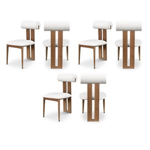 Pemberly Row Contemporary Faux Leather Cream Dining Chairs (Set of 6)
