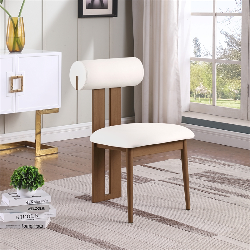 Pemberly Row Contemporary Faux Leather Cream Dining Chairs (Set of 4)