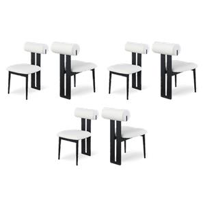 Pemberly Row Contemporary Cream Vegan Leather Dining Chairs (Set of 6)