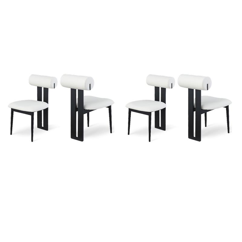 Pemberly Row Contemporary Cream Vegan Leather Dining Chairs (Set of 4)