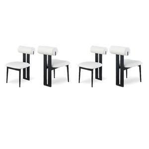 Pemberly Row Contemporary Cream Vegan Leather Dining Chairs (Set of 4)