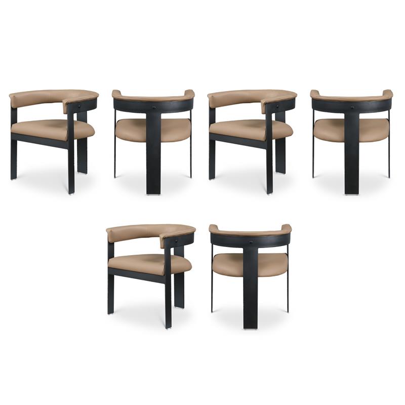 Pemberly Row Contemporary Tan Vegan Leather Dining Chairs (Set of 6)