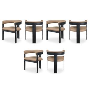 Pemberly Row Contemporary Tan Vegan Leather Dining Chairs (Set of 6)