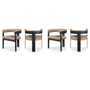 Pemberly Row Contemporary Tan Vegan Leather Dining Chairs (Set of 4)