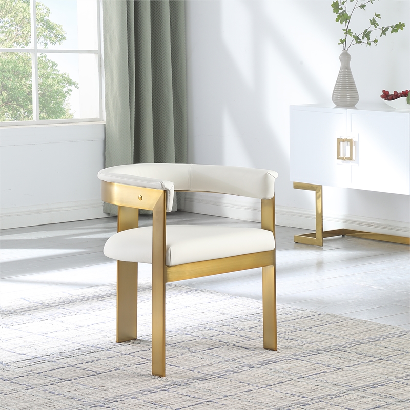 Pemberly Row Contemporary Cream Vegan Leather Dining Chairs (Set of 6)