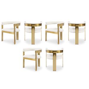 Pemberly Row Contemporary Cream Vegan Leather Dining Chairs (Set of 6)