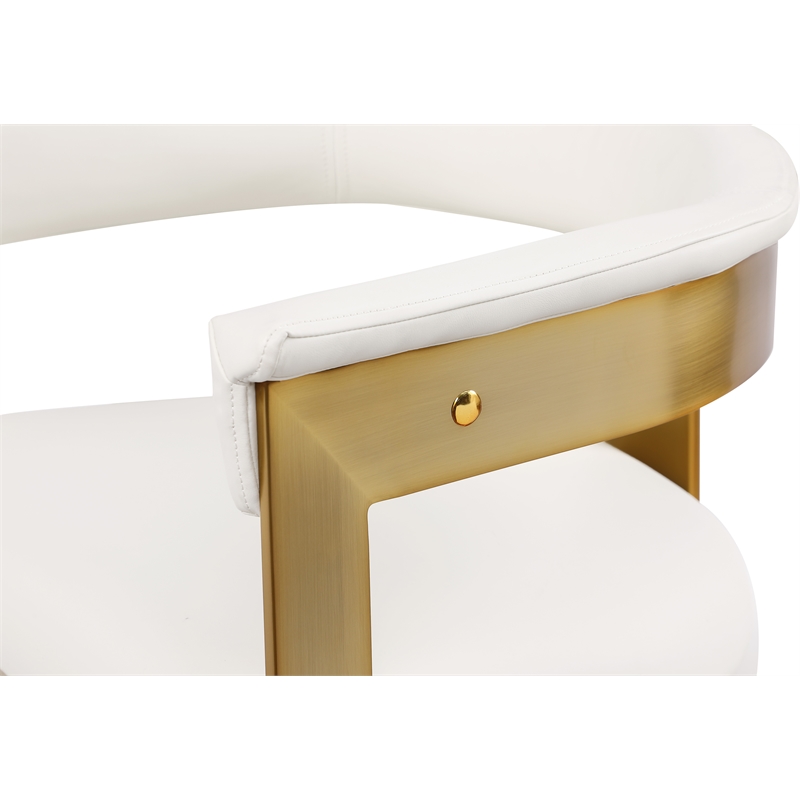 Pemberly Row Contemporary Cream Vegan Leather Dining Chairs (Set of 4)