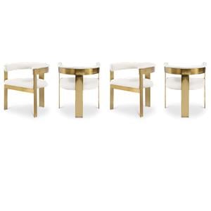 Pemberly Row Contemporary Cream Vegan Leather Dining Chairs (Set of 4)