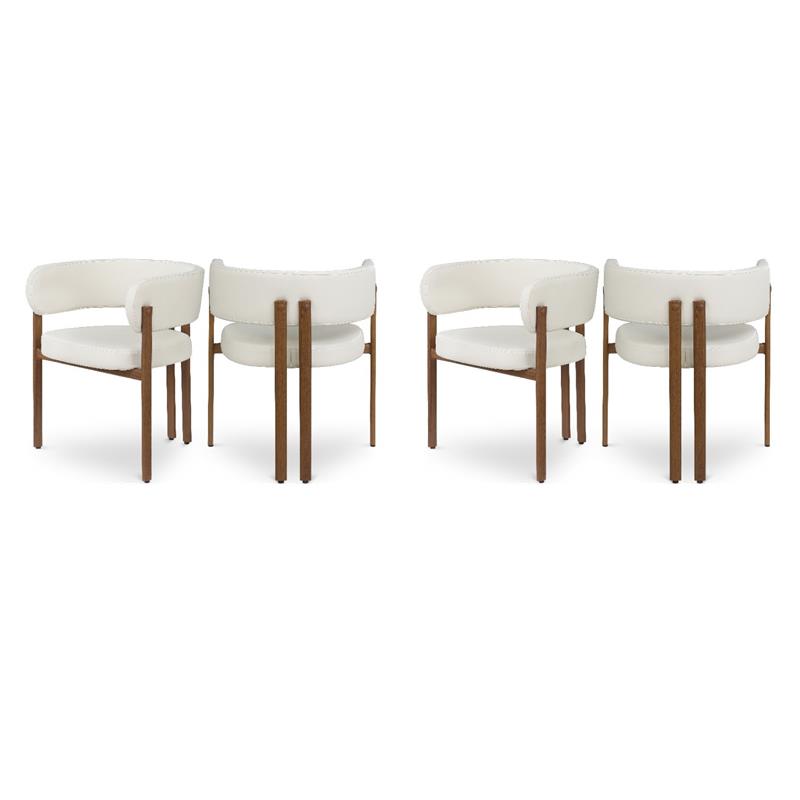 Pemberly Row Contemporary Cream Vegan Leather Dining Chairs (Set of 4)