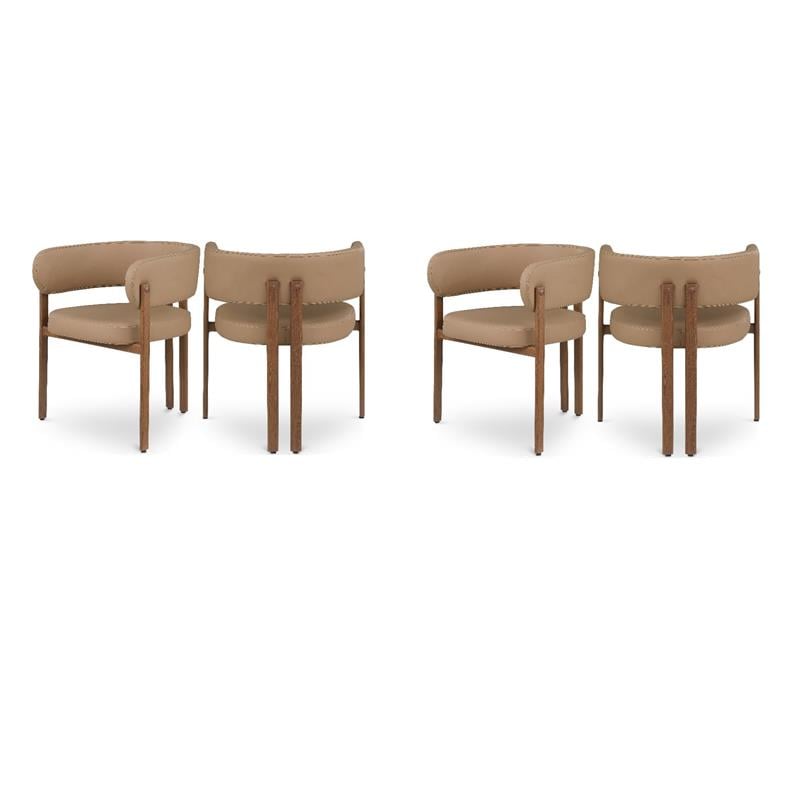 Pemberly Row Contemporary Tan Vegan Leather Dining Chairs (Set of 4)